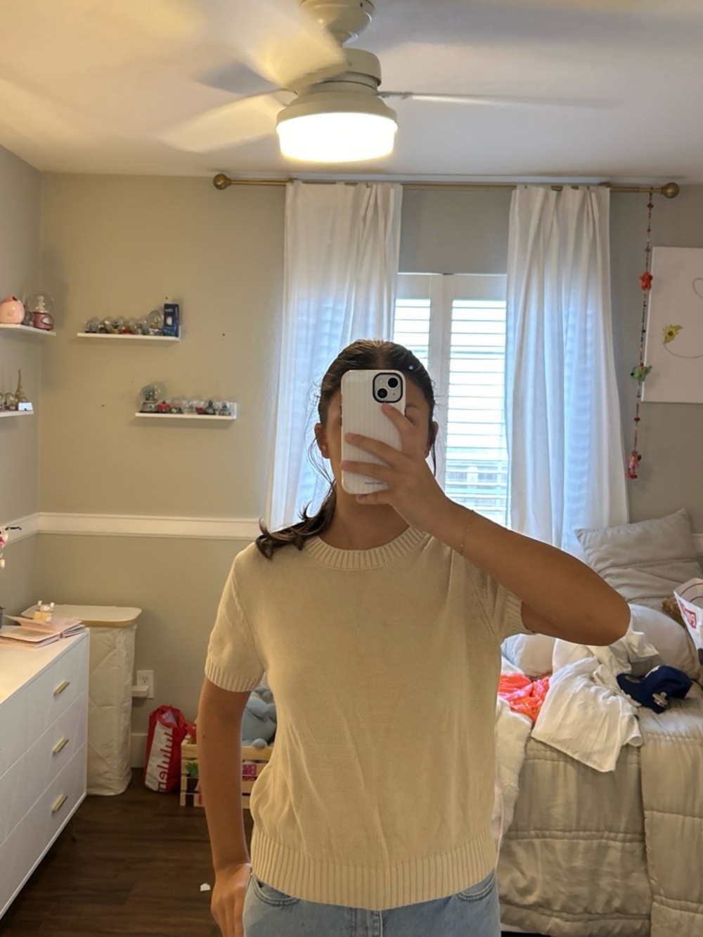 Anna Taylor cream Short Sleeve Knit Sweater